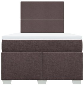 Cama boxspring com colchão 120x190 cm tecido castanho-escuro