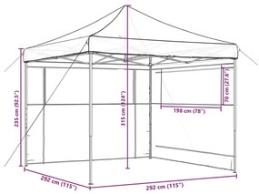 Tenda para festas pop-up dobrável c/ 2 paredes laterais laranja