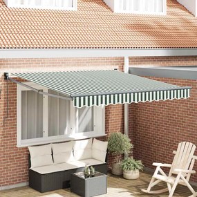 Toldo Manual Retrátil vidaXL Verde e Branco 300x250 cm