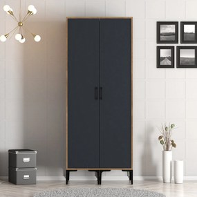 Guarda-roupa Kumsal SS – Nogueira/Antracite – 80x47,5x201,4 cm