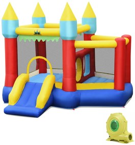 Castelo insuflável com piscina com 100 bolas, escorrega, brinquedo perfeito para crianças com compressor, 301 x 313 x 245 cm Multicolorido