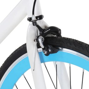 Bicicleta de mudanças fixas 700c 55 cm branco e azul