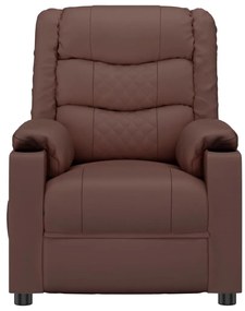 Poltrona reclinável elétrica couro artificial castanho