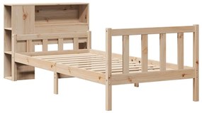 Cama com estante sem colchão 90x190 cm pinho maciço