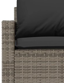 4 pcs conjunto sofás de jardim c/ almofadões vime PE cinzento
