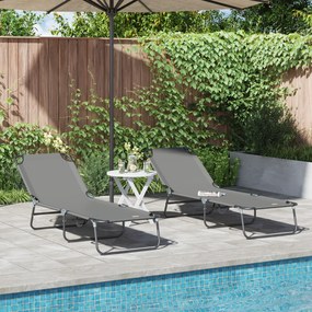 vidaXL Espreguiçadeira Dobrável 2 pcs Cinza em tecido Oxford 600D