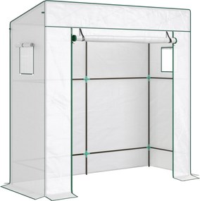 Outsunny Estufa de Exterior com Janelas de Rede e Porta com Fecho de Correr para Cultivar Plantas e Flores 196x77x197 cm Branco | Aosom Portugal