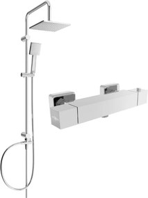 Mexen Cube Tord conjunto de chuveiro de superfície com chuveiro de teto e misturadora de chuveiro termostática, cromado