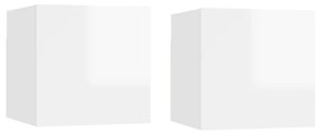 vidaXL Mesas de cabeceira 2pcs 30,5x30x30cm contrapl. branco brilhante