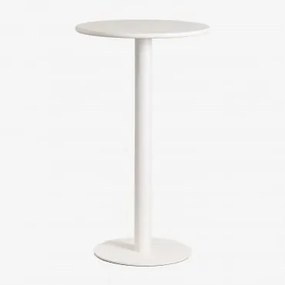 Mesa Alta De Jardim Redonda Ø60 Cm Em Ferro Mizzi Branco Glacial - Sklum