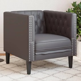 vidaXL Sofá chesterfield couro artificial cinzento