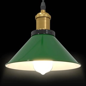 Candeeiro suspenso regulável altura E27 verde brilhante Ø22cm