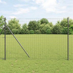 Cerca Euro com 7 Postes 1.6x10 m de Aço Galvanizado Cinza