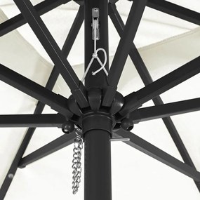 Parasol de Jardim Quadrado com Luzes LED 295x245 cm Areia Branca