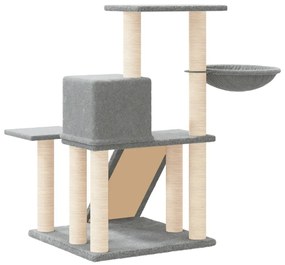 Árvore p/ gatos c/ postes arranhadores sisal 82 cm cinza-claro