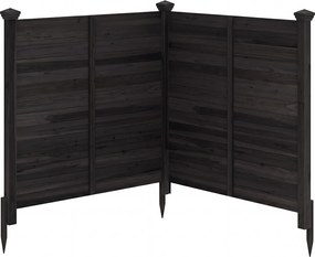 Conjunto de 2 Painéis de Privacidade para o Exterior  119 x 119 cm com Estacas Metálicas para Ar Condicionado, Caixote do Lixo de Jardim, Preto