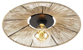 Candeeiro de teto rústico preto com corda - Sacha