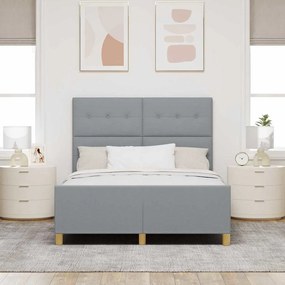 Cama vidaXL Cinza Claro 140x200 cm Tecido