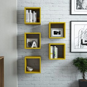 Prateleira de Parede Box – Amarela – 30x24x30 cm (5 Peças)