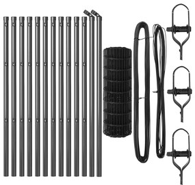 Cerca Europeia com 13 postas 0.6x25 m aço galvanizado cinza