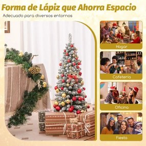 Árvore de Natal artificial com neve de 120 cm com 240 pontas de ramos Base metálica Árvore decorativa sazonal dobrável com forma fina Verde