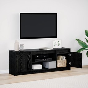 vidaXL Armário de TV com LED em Carvalho Preto, 139,5x34x50 cm, Feito de Madeira de Engenharia