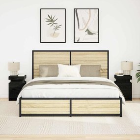 Cômoda de Canto vidaXL com Luzes LED 2 pcs Carvalho Preto 35x39x55 cm