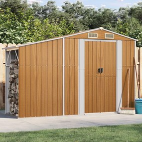 vidaXL Abrigo de jardim 277x93x179 cm aço galvanizado castanho