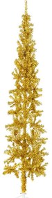 Meia árvore de Natal fina com suporte 240 cm dourado