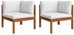 5 pcs conjunto lounge jardim c/ almofadões acácia maciça creme
