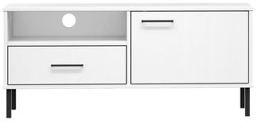 Móvel de TV c/ pernas de metal pinho maciço OSLO branco
