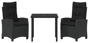 Conjunto de Jantar de Jardim 3 Peças com Almofadas - Rattan Sintético