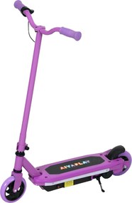 Trotinete elétrico para crianças dos 6 aos 14 anos, velocidade máxima de 10 km/h, luzes LED coloridas, travão elétrico, roxo