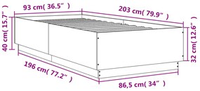 Estrutura de cama 90x200 cm derivados madeira carvalho castanho