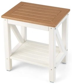 Banco de duche de 2 níveis com Estante à prova de água 43 x 32 x 47 cm Castanho e branco