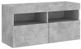 Móvel de parede p/ TV c/ luzes LED 80x30x40 cm cinza cimento