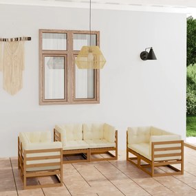 vidaXL 6 pcs conjunto lounge de jardim com almofadões pinho maciço