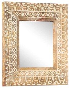 Espelho esculpido à mão 50x50x2,6cm madeira de mangueira maciça