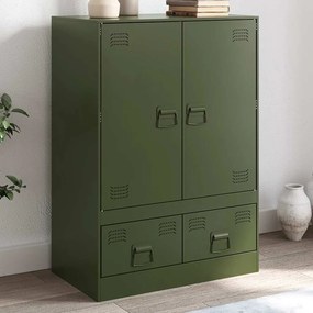 vidaXL Aparador alto 67x39x95 cm aço verde azeitona