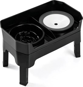 Comedouro Elevado para Cães e Gatos, 44 x 26,5 x 37 cm, Altura Ajustável, Preto