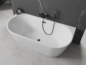 Mexen Oval banheira independente encostada 180 x 80 cm, branca, transbordo preto - 52671808000-70