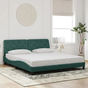 vidaXL Estrutura de cama sem colchão 180x200 cm veludo verde-escuro
