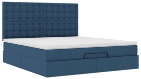 Estrutura de cama otomana com colchão 160x200 cm tecido azul