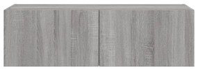 Móvel de parede p/ TV c/ luzes LED 100x35x31 cm cinzento sonoma