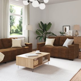 vidaXL Conjunto de Sofás com almofada 3 pcs Marrom 221 x 78 x 80 cm