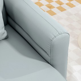 Poltrona Moderna Estofada em Couro Sintético com Apoios de Braço Acolchoados e Pés em Madeira 77x78x78 cm Cinzento