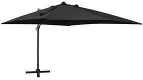 vidaXL Guarda-sol jardim cantilever c/ poste e luzes LED 300 cm preto