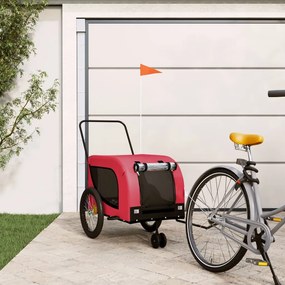 vidaXL Reboque bicicleta p/ animais tecido oxford/ferro vermelho/preto