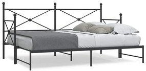 Cama de dia com gavetão sem colchão 90x200 cm aço preto