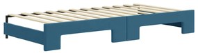 Sofá-cama com gavetão 90x200 cm veludo azul